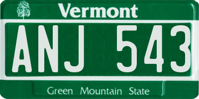 VT license plate ANJ543
