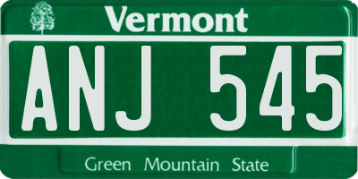 VT license plate ANJ545