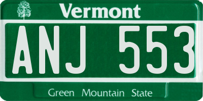 VT license plate ANJ553