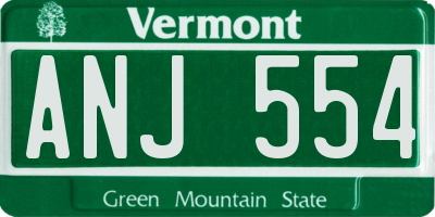 VT license plate ANJ554
