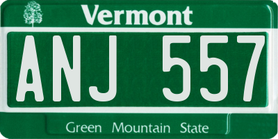 VT license plate ANJ557