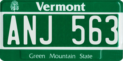 VT license plate ANJ563