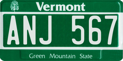 VT license plate ANJ567