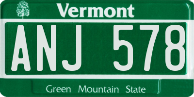 VT license plate ANJ578