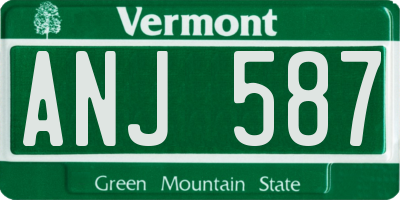 VT license plate ANJ587