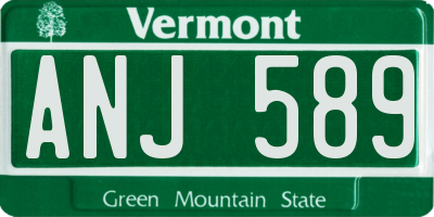 VT license plate ANJ589