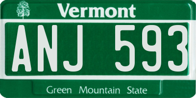 VT license plate ANJ593