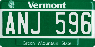 VT license plate ANJ596