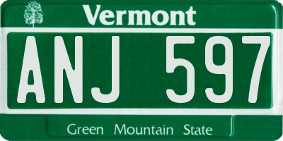 VT license plate ANJ597