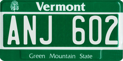VT license plate ANJ602