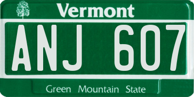 VT license plate ANJ607