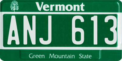 VT license plate ANJ613