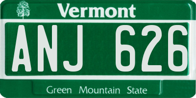 VT license plate ANJ626