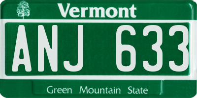 VT license plate ANJ633
