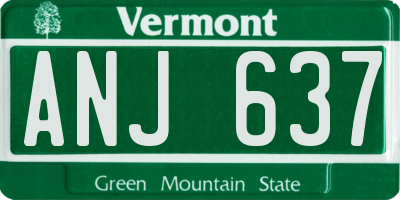 VT license plate ANJ637