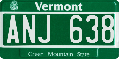 VT license plate ANJ638