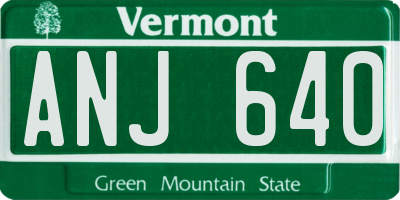 VT license plate ANJ640