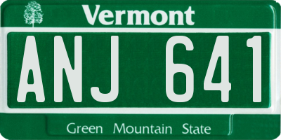 VT license plate ANJ641