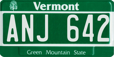VT license plate ANJ642