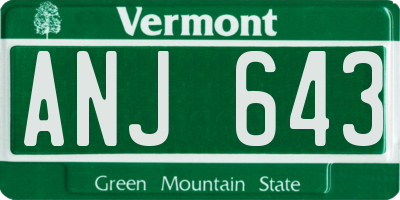 VT license plate ANJ643