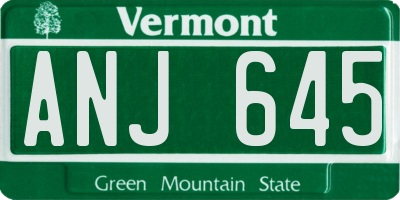 VT license plate ANJ645