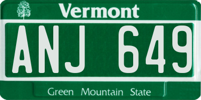 VT license plate ANJ649