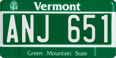 VT license plate ANJ651