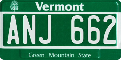 VT license plate ANJ662