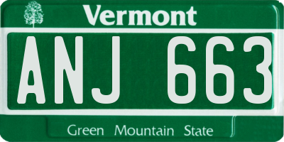 VT license plate ANJ663