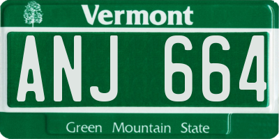 VT license plate ANJ664