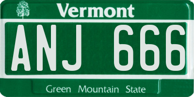 VT license plate ANJ666