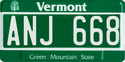 VT license plate ANJ668