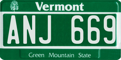 VT license plate ANJ669