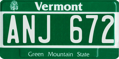 VT license plate ANJ672
