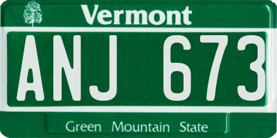 VT license plate ANJ673