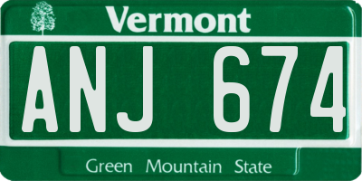 VT license plate ANJ674