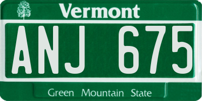 VT license plate ANJ675