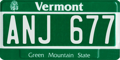 VT license plate ANJ677