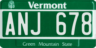 VT license plate ANJ678
