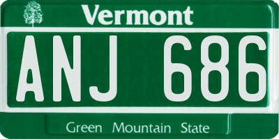 VT license plate ANJ686