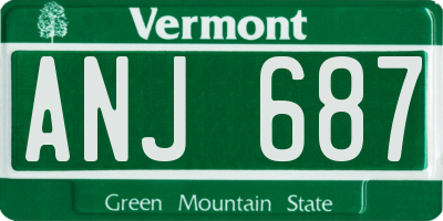 VT license plate ANJ687