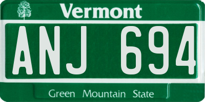 VT license plate ANJ694
