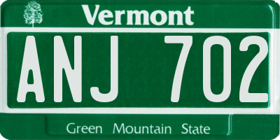 VT license plate ANJ702