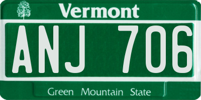 VT license plate ANJ706