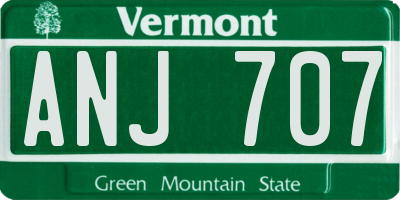 VT license plate ANJ707