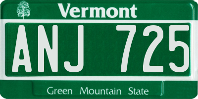 VT license plate ANJ725
