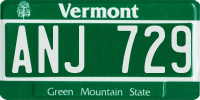 VT license plate ANJ729