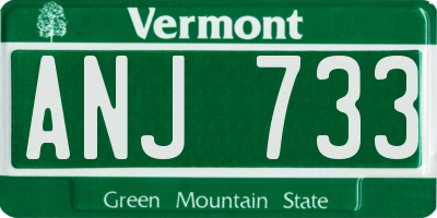 VT license plate ANJ733
