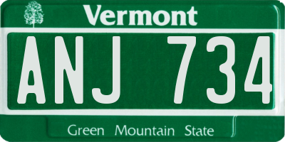 VT license plate ANJ734