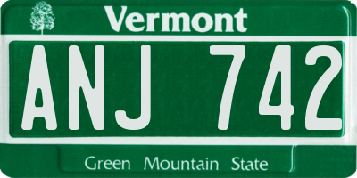 VT license plate ANJ742